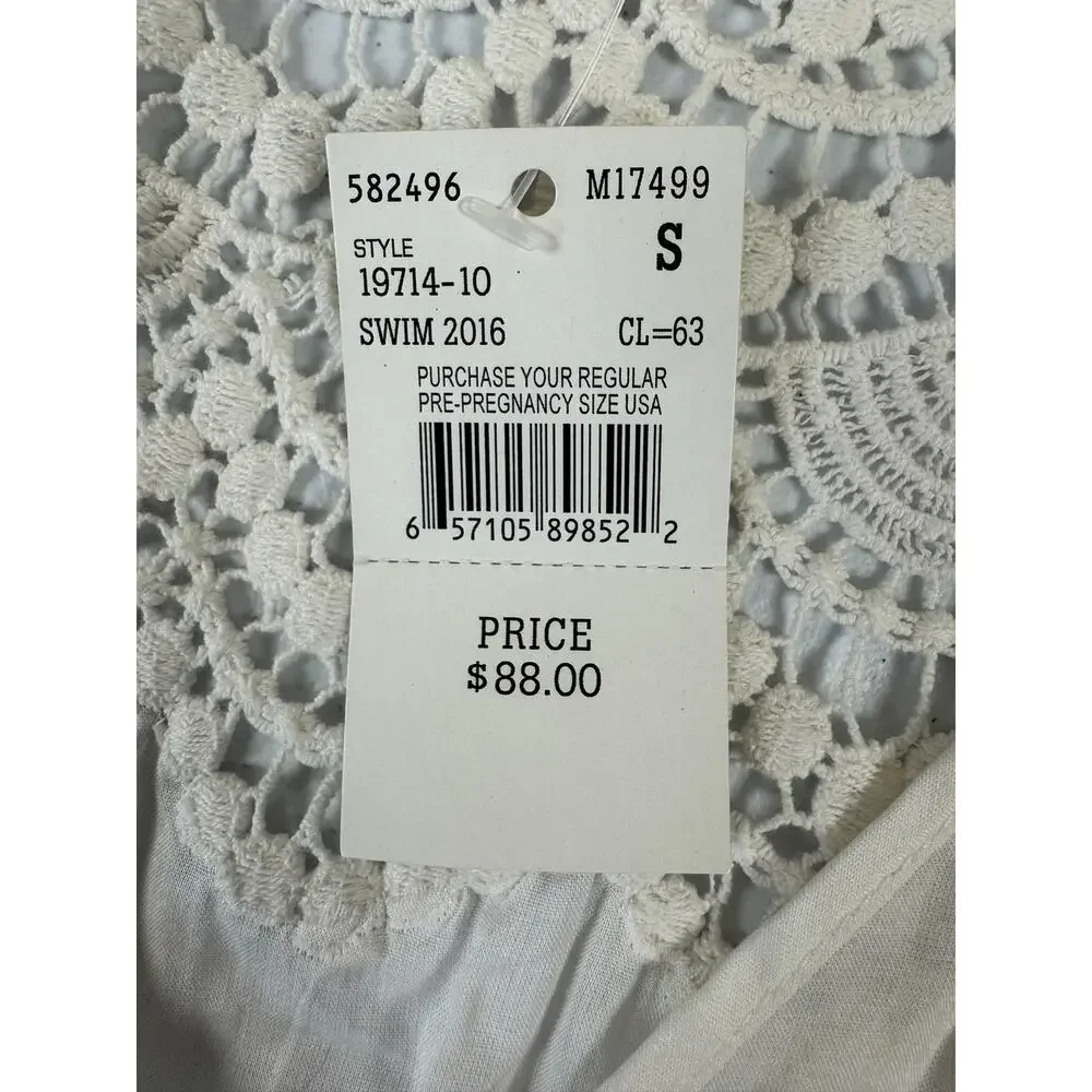 A Pea in the Pod Maternity White‎ Lace Swim Cover Up Small Boho Beach